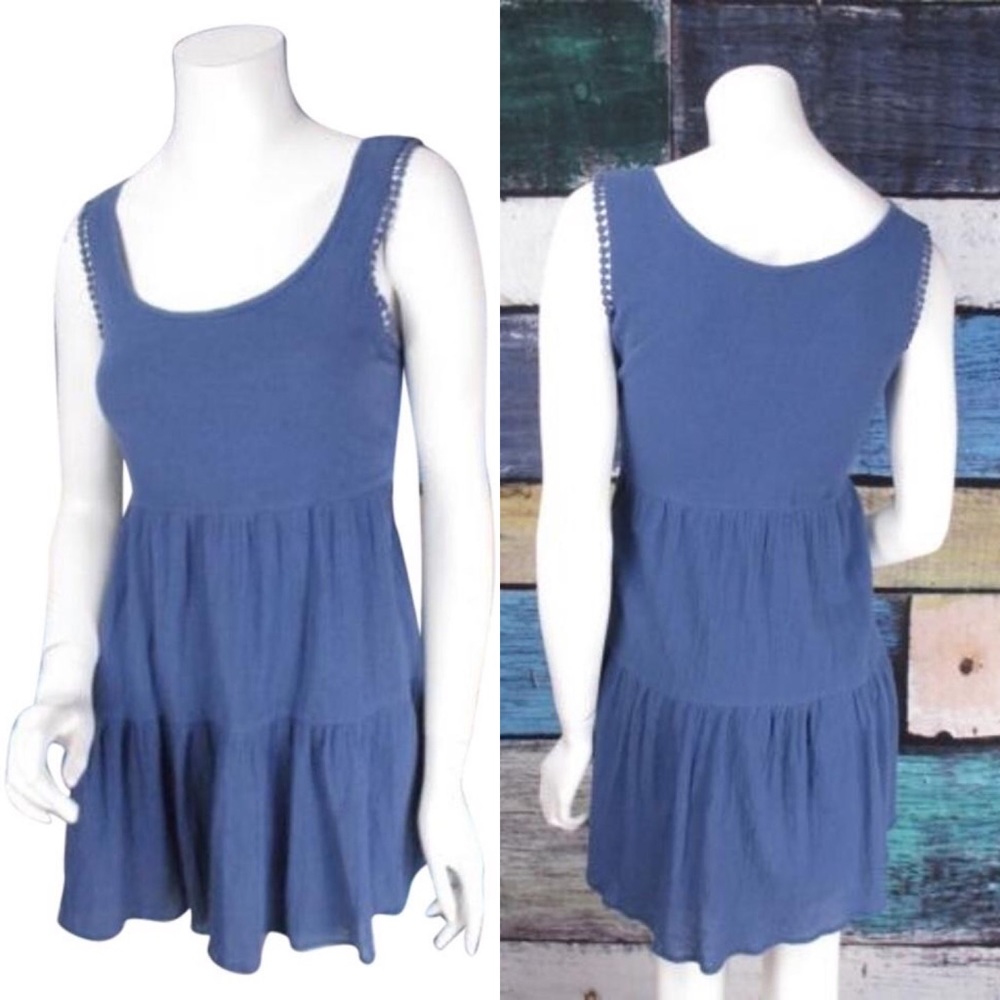 Tiered Boho Gauze Cotton Mini Tunic Dress